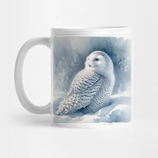 Silent Vigil: Majestic Snowy Owl Watercolor Mug